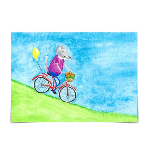 Missy Mouse Riding a Bicycle Just Because Card
