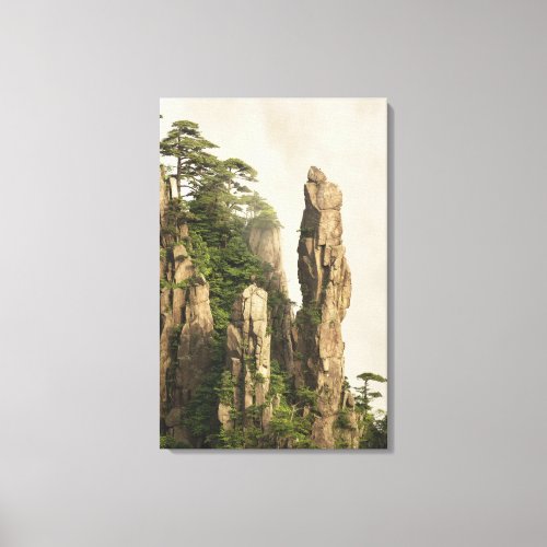 Mist among the peaks and valleys of Grand Canyon i Canvas Print