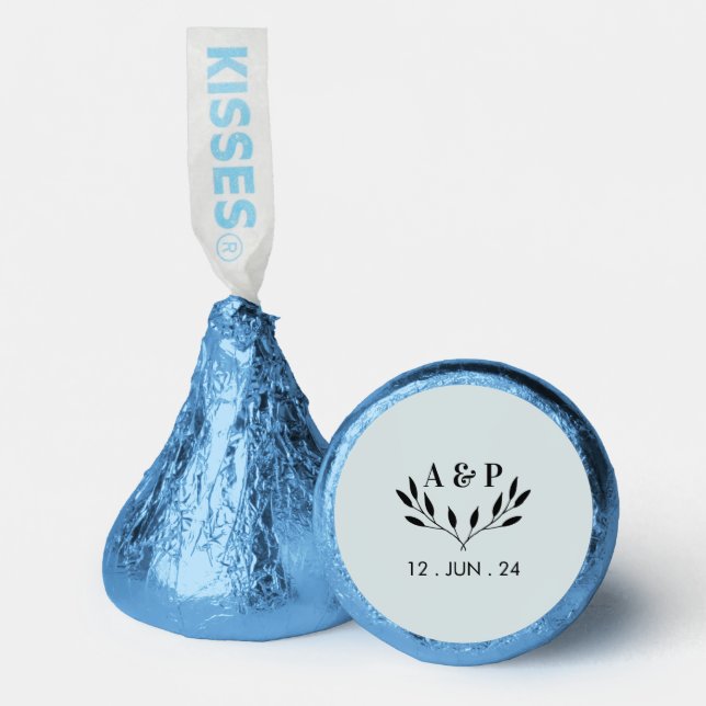 Mist Blue Modern Wedding Logo Initial Hershey®'s Kisses® (Front)