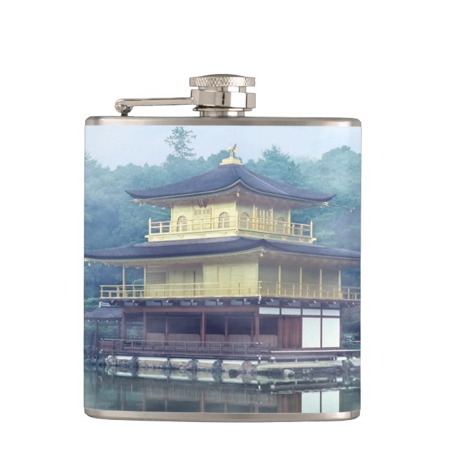 Mist on the Golden Pavilion - Kyoto, Japan, Asia Flask (Front)