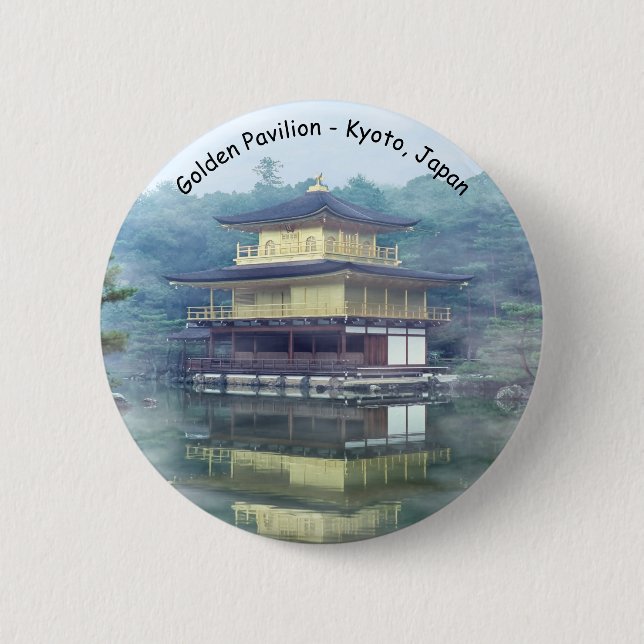 Mist on the Golden Pavilion - Kyoto, Japan Button (Front)