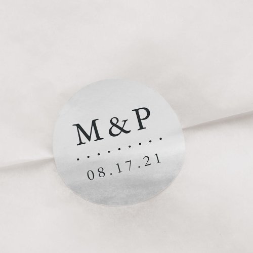 Mist Wedding Monogram Classic Round Sticker