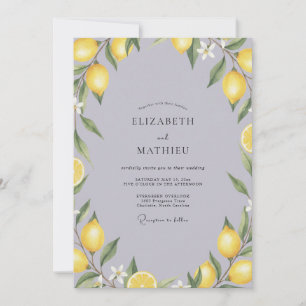 Mist Yellow Lemon Eucalyptus Wedding Invitation