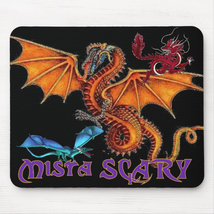 Mista SCARY 3 Dragons Logo Fantasy Mousepad