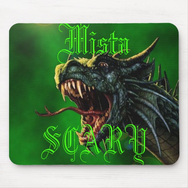 Mista SCARY Green Dragon Logo Mousepad (Front)