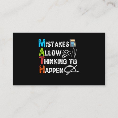 Mistakes Allow Thinking To Happen _ Funny Math Business Card