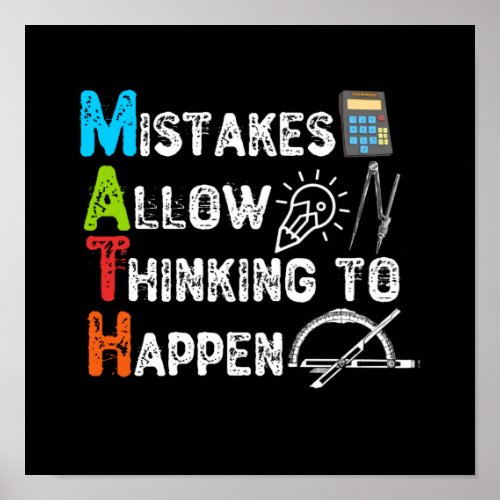 Mistakes Allow Thinking To Happen _ Funny Math Poster