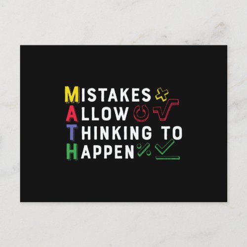 Mistakes Allow Thinking to Happen MATH Postcard