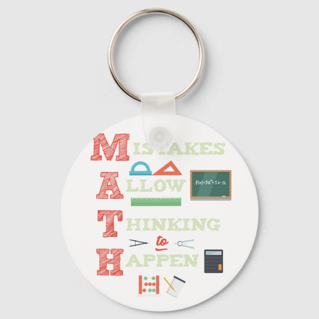 Mistakes Allow Thinking To Happen Math Teacher Keychain (Front)