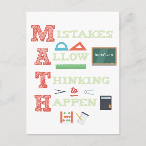 Mistakes Allow Thinking To Happen Math Teacher Postcard
