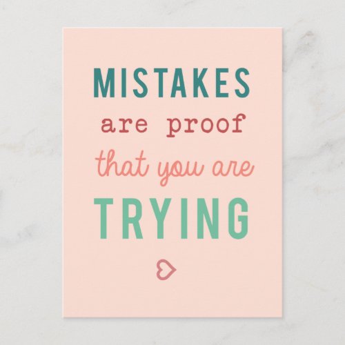 Mistakes are Proof Trying Motivational Quote Poste Postcard