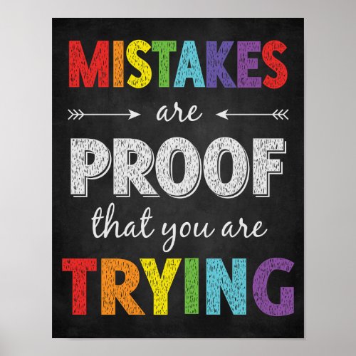 Mistakes Are Proof You Are Trying Growth Mindset Poster