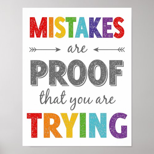 Mistakes Are Proof You Are Trying Growth Mindset Poster