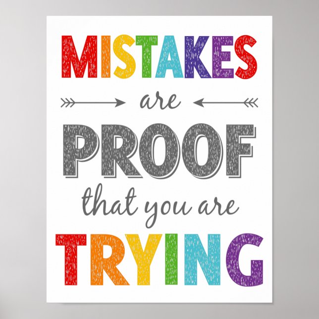 Mistakes Are Proof You Are Trying Growth Mindset Poster (Front)