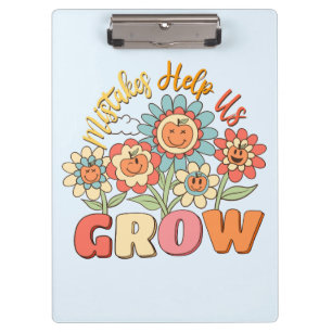 Mistakes Help Us Grow Playful Floral Motivation Clipboard