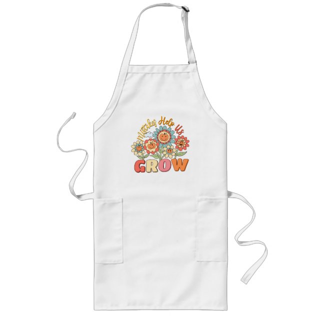 Mistakes Help Us Grow –Playful Floral Motivational Long Apron (Front)