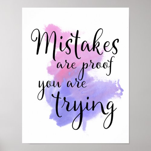Mistakes Quote Classroom Craft Room  Poster