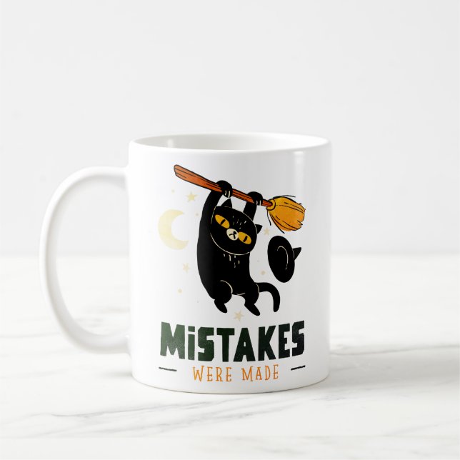 Mistakes Were Made Halloween Mug – Funny Black Cat (Left)