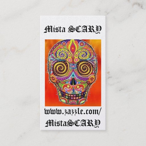 Customizable MistaSCARY Happy Sugar Skull Profile Business Card