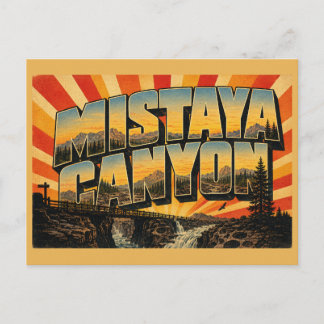 Mistaya Canyon Alberta Limestone Gorge Bridge Art Postcard