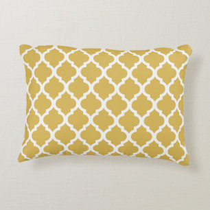 Misted Sunny Yellow Moroccan Tile Trellis Decorative Pillow