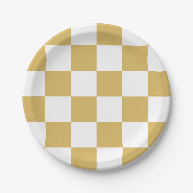 Misted Yellow/White Checkered Paper Plates (Front)