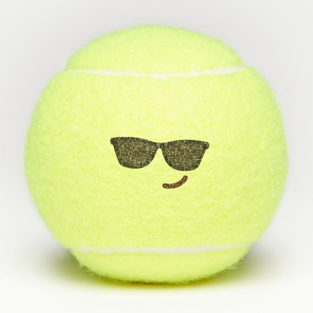 Mister Cool Kawaii Cute Emoticon Emoji Tennis Balls (Front)