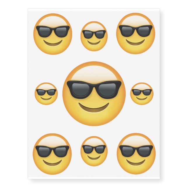 Mister Cool Sunglasses Emoji Temporary Tattoos (Front)