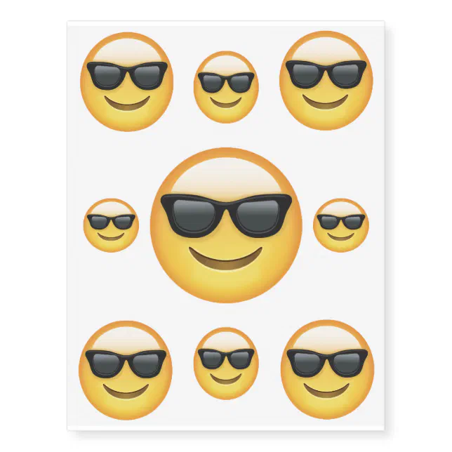 Mister Cool Sunglasses Emoji Temporary Tattoos | Zazzle