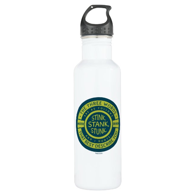Mister Grinch | Stink Stank Stunk Quote Stainless Steel Water Bottle (Front)