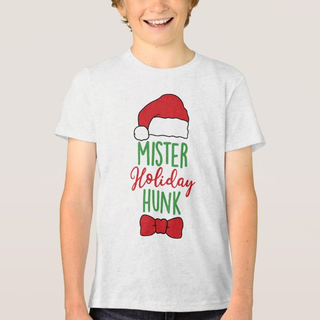 Mister Holiday Hunk Modern Christmas Holidays Tri-Blend Shirt (Front)