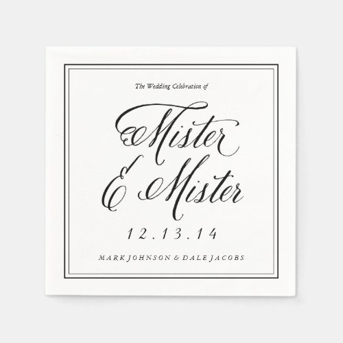 Mister  Mister Wedding Napkins in Black and White