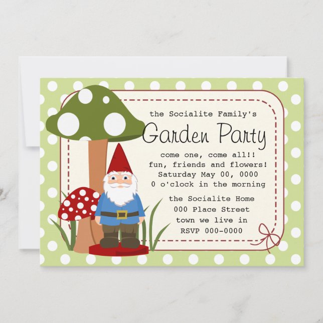 Mister Mushroom Garden Gnome Invitation (Front)