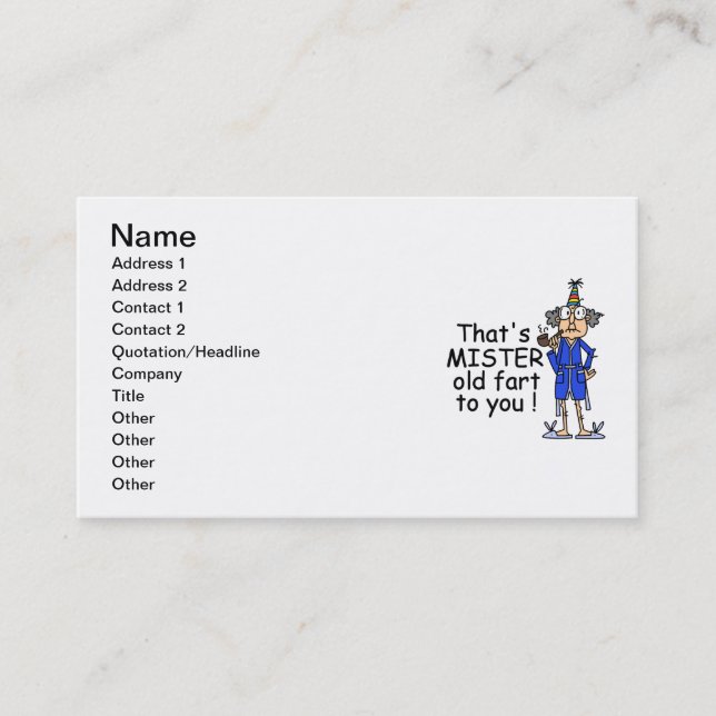 Mister Old Fart Birthday Humor Business Card (Front)