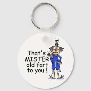 Mister Old Fart Birthday Humor Keychain