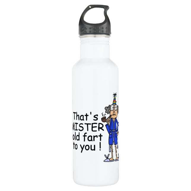 Mister Old Fart Birthday Humor Stainless Steel Water Bottle (Front)