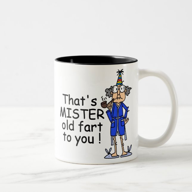 Mister Old Fart Birthday Humor Two-Tone Coffee Mug (Right)