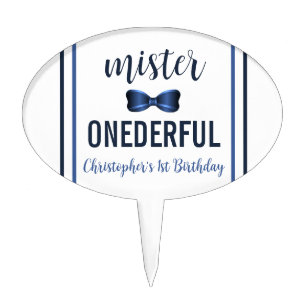 Mister Onederful Bow Tie 1st Birthday Cake Topper