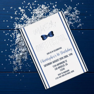 Mister Onederful Bow Tie 1st Birthday Foil Invitation