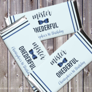 Mister Onederful Bow Tie 1st Birthday Hershey Bar Favors