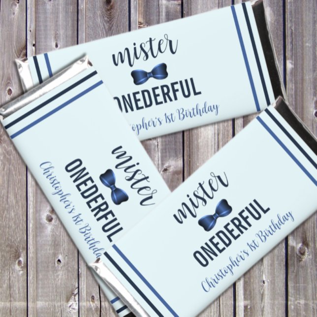 Mister Onederful Bow Tie 1st Birthday Hershey Bar Favors (Creator Uploaded)