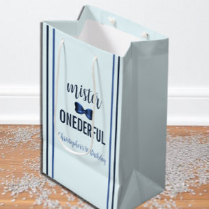 Mister Onederful Bow Tie 1st Birthday Medium Gift Bag