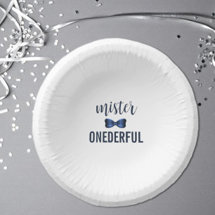 Mister Onederful Bow Tie 1st Birthday Paper Bowls