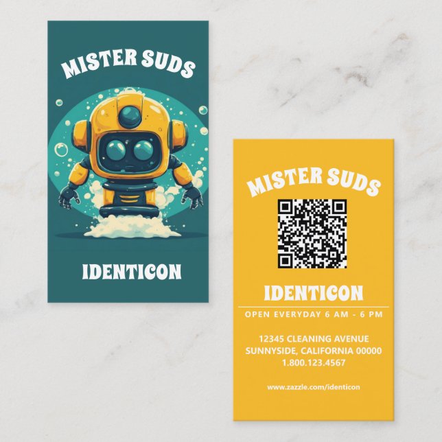 MISTER SUDS WASH with QR code Business Card (Front/Back)