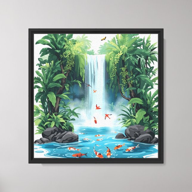 Mistfall Haven – Rainforest Waterfall Sanctuary Il Canvas Print (Front)