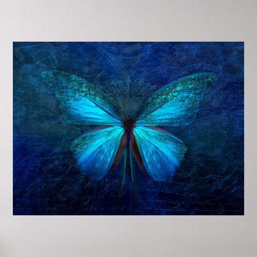 Mistic Blue Butterfly Poster