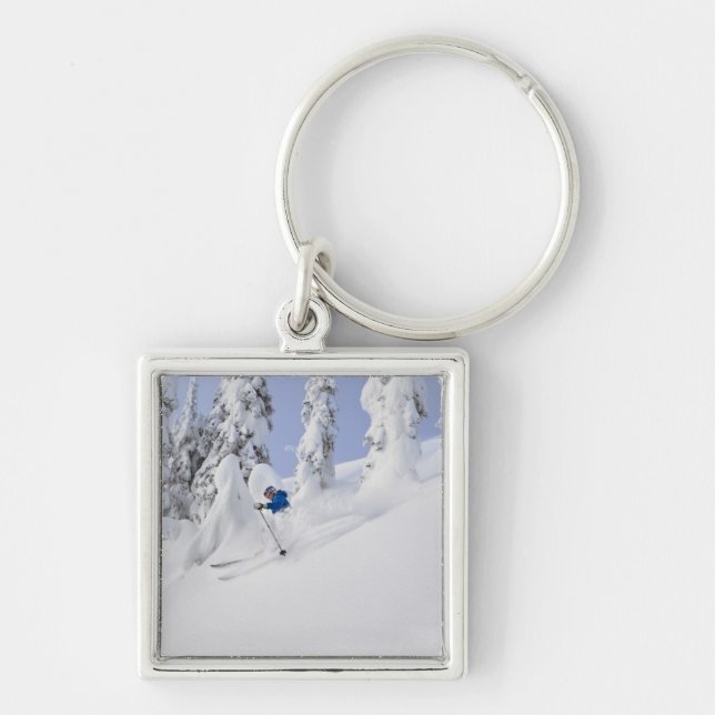 Mistie Fortin skis powder Keychain (Front)