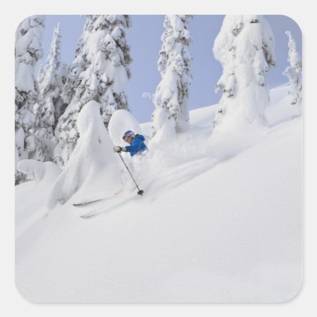 Mistie Fortin skis powder Square Sticker (Front)