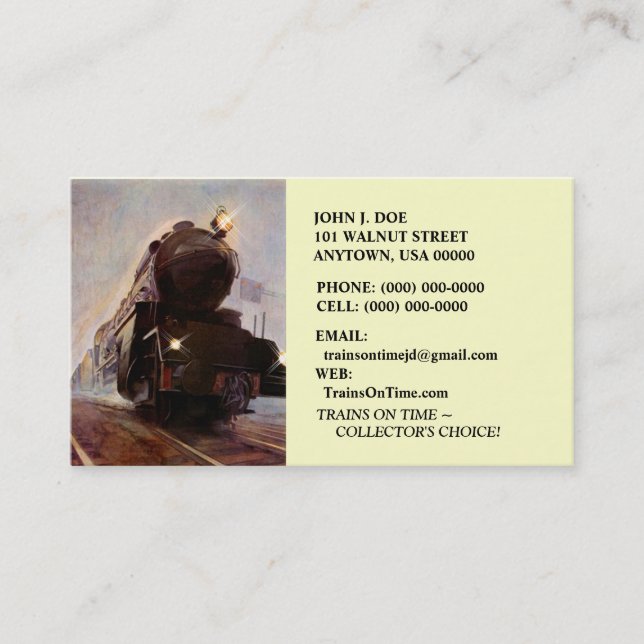 MISTING EVENING TRAIN ON RAILROAD ~BUSINESS CARDS! BUSINESS CARD (Front)