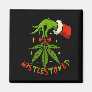 Mistlestoned Weed Leaf Funny Stoner Christmas Magnet
